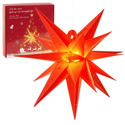 LED-Stern 58 cm, hängend, rot, 3D, Timer, für Innen & Außen