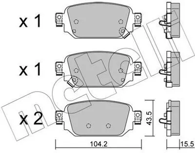 Produktbild von METELLI Bremsbeläge Satz Hinten Bremsklötze für MAZDA 3 Schrägheck (BM, BN) 22-1238-0