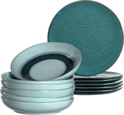 Produktbild von LEONARDO Keramikgeschirr-Set Matera 12tlg. blau, 026048