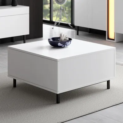 Obrázok produktu pre Skye Decor, kvalitný konferenčný stolík, biely, 75 x 40 x 75 cm | 100 % melamínom potiahnutá drevotriesková doska, hrúbka 18 mm | Kovové nohy, 20 x 20 mm | Moderný dizajn, stabilný a elegantný.