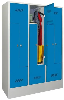 Produktbild von Z-Garderobenschrank, Sockel, Drehriegel, 6 Abteile, BxTxH 1200x500x1850 mm, RAL 7035/5012