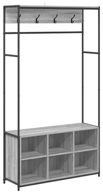 Zdjęcie produktu dla Wieszak na ubrania z półką na buty, kolor Sonoma, 100 x 32 x 180,5 cm