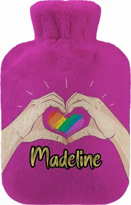 Produktbild von Wärmflasche mit Minky Pullover Bezug 2 Liter Bettflasche mit schönen Fleece-Druck Bezug Gummi Wärmflasche mit Deckel Rainbow Hands [092]