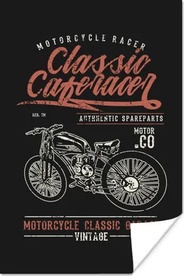Produktbild von MuchoWow® Poster Mancave - Motor - Schwarz - Vintage 40x60 cm - Plakate für die Wand - Poster Babyzimmer