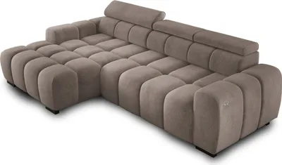 Obrázok produktu pre Rohová sedacia súprava OMBO 285x168x77/97 cm, ľavá strana s funkciou spánku, elektricky rozkladateľné sedadlo, nastaviteľné opierky hlavy, nožičky z tmavého bukového dreva, hydrofóbna poťahová látka SALVADOR - sivá