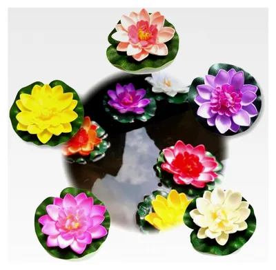 Produktbild von Künstliche Schwimmblumen, Wasserlilien Dekoration, Teichpflanzen - 5er Set 10 cm Seerosen für Aquarium, Garten, Terrasse, Pool, Teich
