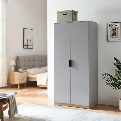 Produktbild von Kleiderschrank ’Eiselfing’ 176 x 80 x 52 cm mit 2 Türen, 1 Stange, 1 unteren Fach Grau