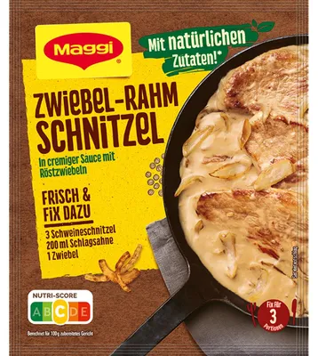 Image de Maggi Fix pour escalopes à l'oignon et à la crème dans une sauce crémeuse et épicée 33g