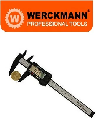 Immagine prodotto di Calibro digitale – Werckmann – Calibro digitale da 150 mm di precisione, in acciaio inossidabile, con display LCD e batteria