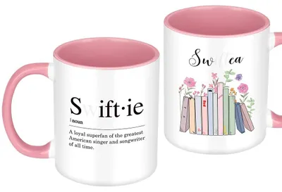 Kaffeebecher Album-Motiv 30 ml rosa-weiß Keramik