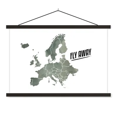 Produktbild von MuchoWow® Textilposter Karte - Europa - Zitate 60x40 cm mit schwarzem Rahmen - Hölzernes