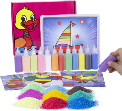 Produktbild von Sandmalerei Karten für Kinder - DIY Ausmalbilder mit farbigem Sand Set