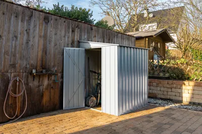 Produktbild von Globel Industries Metall Anlehn-Gerätehaus, Fahrradgarage "Lean-To 56" silber metallic 2,79 m²