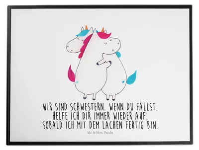 Produktbild von Mr. & Mrs. Panda schreibtischunterlage Einhörner Umarmen - Weiß - Geschenk, Familie, tischauflagen, Unicorn, schreibtischauflagen, Schwester, schreibtischunterlagen