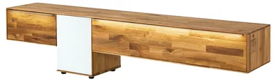 Produktbild von MASSIVMOEBEL24.DE Lowboard Wildeiche 220x43x55 natur geölt / Glas weiß WIEN #107