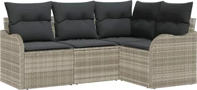 Produktbild von vidaXL Gartensofa-set 4 stk. Hellgrau Poly-Rattan