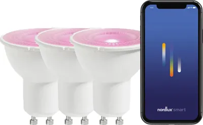 Immagine prodotto di Set di 3 lampadine smart LED NORDLUX GU10 a colori dimmerabili con Bluetooth