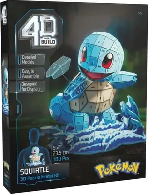 Produktbild von Puzzle 3D Pokémon Carapuce 4D Build, 180 Teile, 24cm, Modellbausatz, Ab 12 Jahren