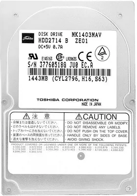 Obrázok produktu pre Pevný disk Toshiba MK1403MAV 1,4 GB ATA/IDE 4200Rpm 2,5" palca