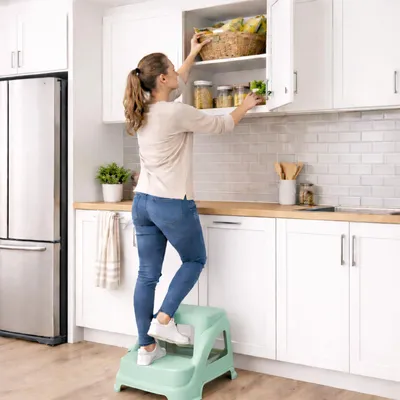 Produktbild von Zweistufiger Tritthocker Trittstufe Hocker Kunststoff Grün rutschfest
