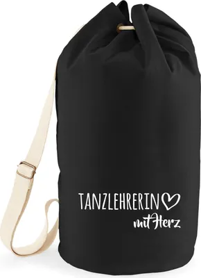 Produktbild von Huuraa Seesack Tanzlehrerin mit Herz 20 Liter Black Baumwolle Rucksack Geschenkidee