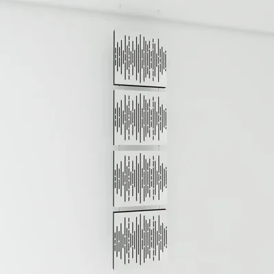 Obrázok produktu pre 4-balenie – Dekoratívne akustické závesné panely | 200 x 50 cm | Závesné deliace steny | Modulárne panely pohlcujúce zvuk | Wave | Biela farba