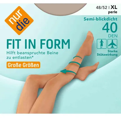 Produktbild von NUR DIE Feinstrumpfhose Fit in Form Große Größen 40 DEN - perle - 48-52