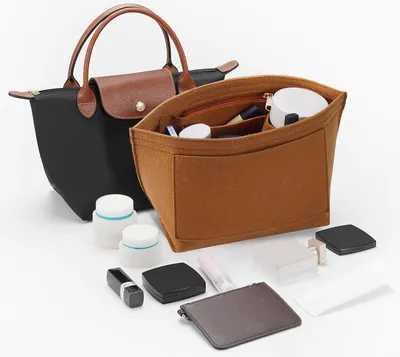 Produktbild von lumanothy Bag Organizer Shopper, Handtas Organizer mit Multi-Pocket, Filz Longchamp Organizer für Longchamp, Polene, Mommy Bag, Einkaufstasche, braun, M