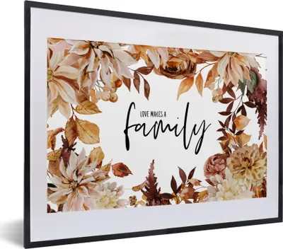 Produktbild von MuchoWow® Gerahmtes Poster Liebe macht eine Familie - Zitate - Sprichwörter 40x30 cm - Poster mit Schwarzem Bilderrahmen Wandposter Rahmen Foto Bilder - Bilderrahmen - Poster im Rahmen