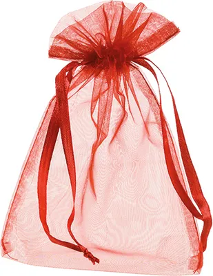 Produktbild von 12 Stück elegante transparente rote Organza Beutel 12,5 x 17 cm für kleine Geschenke