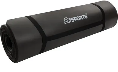 Produktbild von ScSPORTS® Yogamatte - 190x80 cm, 1,5 cm Stärke, Rutschfest, NBR, mit Tragegurt, Schwarz - Gymnastikmatte, Sportmatte, Fitnessmatte, Trainingsmatte