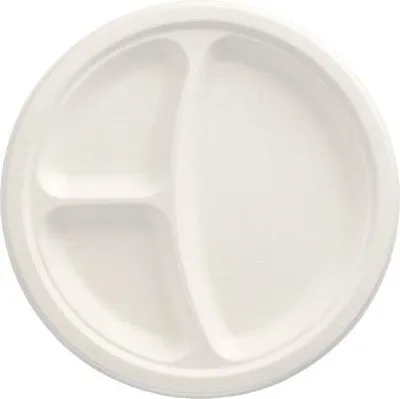 Produktbild von 144 Teller, Zuckerrohr "pure" 3-geteilt Ø 23 cm · 2 cm weiss