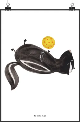Produktbild von Mr. & Mrs. Panda Bild Stinktier Ball DIN A1 - Weiß - Geschenk, Deko, drucke, Wandbild, Weisheit, Skunk, Raubtier, Kunstdruck, Stinker, Wildtier, wanddeko