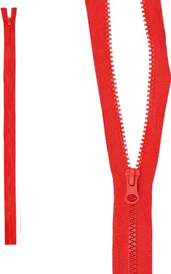 Produktbild von mumbi Reißverschluss teilbar 5mm 60cm Rot Kunststoff Reißverschlüsse mit Zipper grobe Zähne