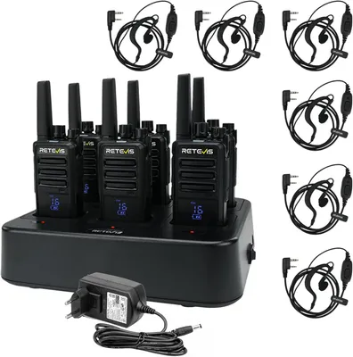 Image de Retevis RT668H Radio, Talkie-walkie avec écran, rechargeable avec chargeur 6 voies, radio longue portée, robuste pour l'usine