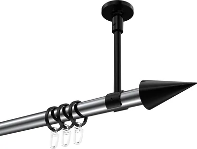 Produktbild von Interdeco Gardinenstange / Vorhangstange Chrom / Schwarz, Typ Sonette Savio (Kegel) Deckenmontage, 20 mm Ø 1-läufig, 100 cm