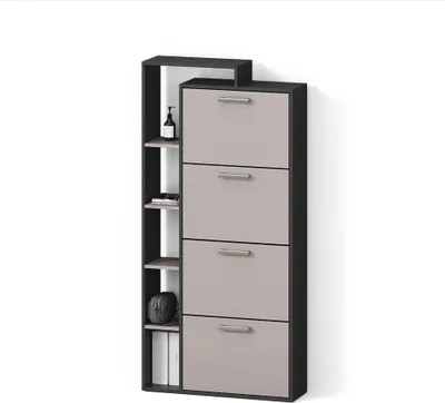 Image de Meuble à chaussures Livinity Ortello Anthracite/gris 80x166.1cm avec 4 compartiments, Model 55885