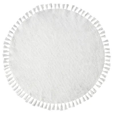 Obrázek produktu pro BELIANI Bavlněný koberec se střapci bílý 120 cm kulatý boho styl obývací pokoj dětský pokoj