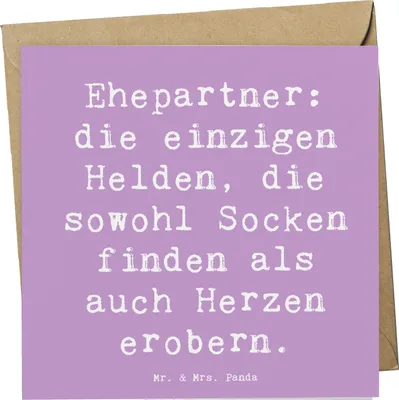 Produktbild von Mr. & Mrs. Panda Grußkarte Spruch Ehepartner Helden - Lavendeltraum - Geschenk, Familienleben, Verwandte, Zusammenhalt, Klappkarte, Alltagshelden, Glückwunschkarte