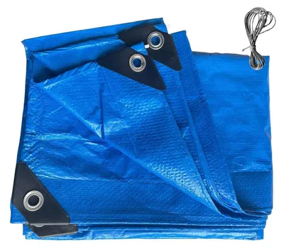 Obrázok produktu pre Textilná plachta, 140 g/m², modrá, 2 m x 3 m, s okami, vodeodolná, odolná proti trhlinám, UV odolná