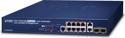 Productafbeelding van PLANET GS-5220-8P2T2S, beheerde switch, L2+, Gigabit Ethernet (10/100/1000), Power over Ethernet (PoE), geschikt voor montage in een rack, 1U