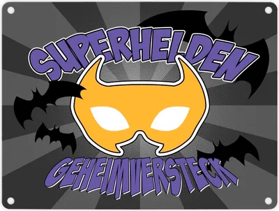 Produktbild von Superhelden Geheimversteck Metallschild in 15x20 cm im Comicdesign mit
