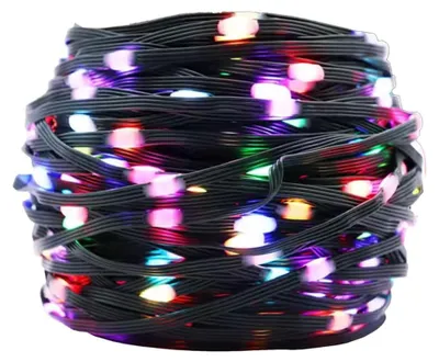 RGBY-LED-Lichtsnoer 10 m, PVC+Kupfer, batteriebetrieben