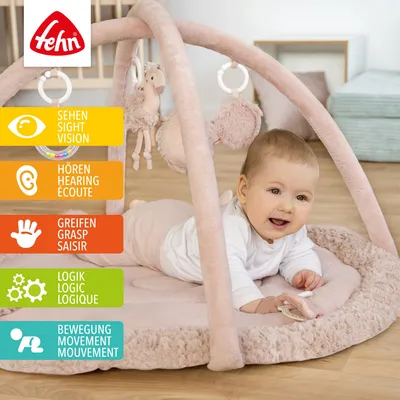 Zdjęcie produktu dla Fehn 042184, Mata do zabaw dla niemowląt, Drążek na zabawki, Brzmienie, Plusz, Poliester, Różowy