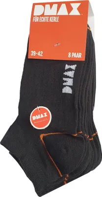 Produktbild von 8 Paar DMAX Sneaker-Socken mit hochwertiger Pendelferse, in Schwarz, Größe:39-42