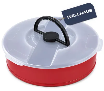 Produktbild von WELLHAUS Springform 26cm Rot mit Deckel und Tragegriff Boden herausnehmbar