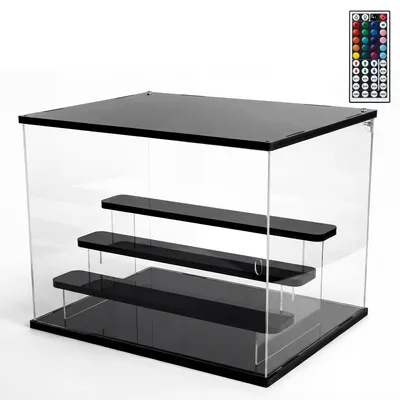 Acryl-Vitrine mit LED-Beleuchtung 40x30x30 cm, 9 Farben