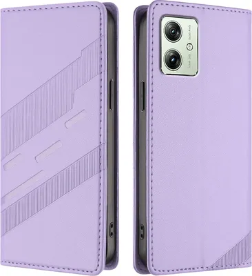 Produktbild von Hülle für Motorola Moto G54 Power, Kunstleder Brieftaschen Handyhülle mit Kartenfach und Standfunktion Violett