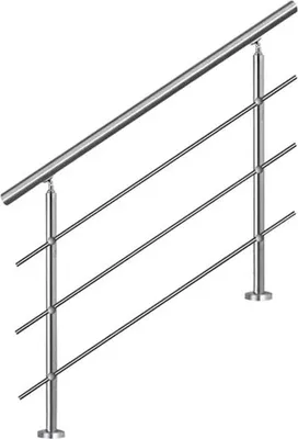 Obrázek produktu pro NAIZY Nerezové zábradlí se 2 sloupky pro zábradlí schodiště balkonu (160 cm, 3 příčné vzpěry)