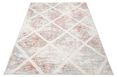 Produktbild von Tapiso Teppich VALLEY Modern Kurzflor Rot Blau Creme Wohnzimmer 300 x 400 cm